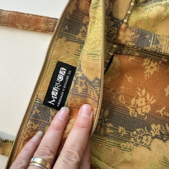 Maruca Womens Cloth Shoulder Bag Orange Multicolor Handmade USA Colorado - Picture 7 of 8